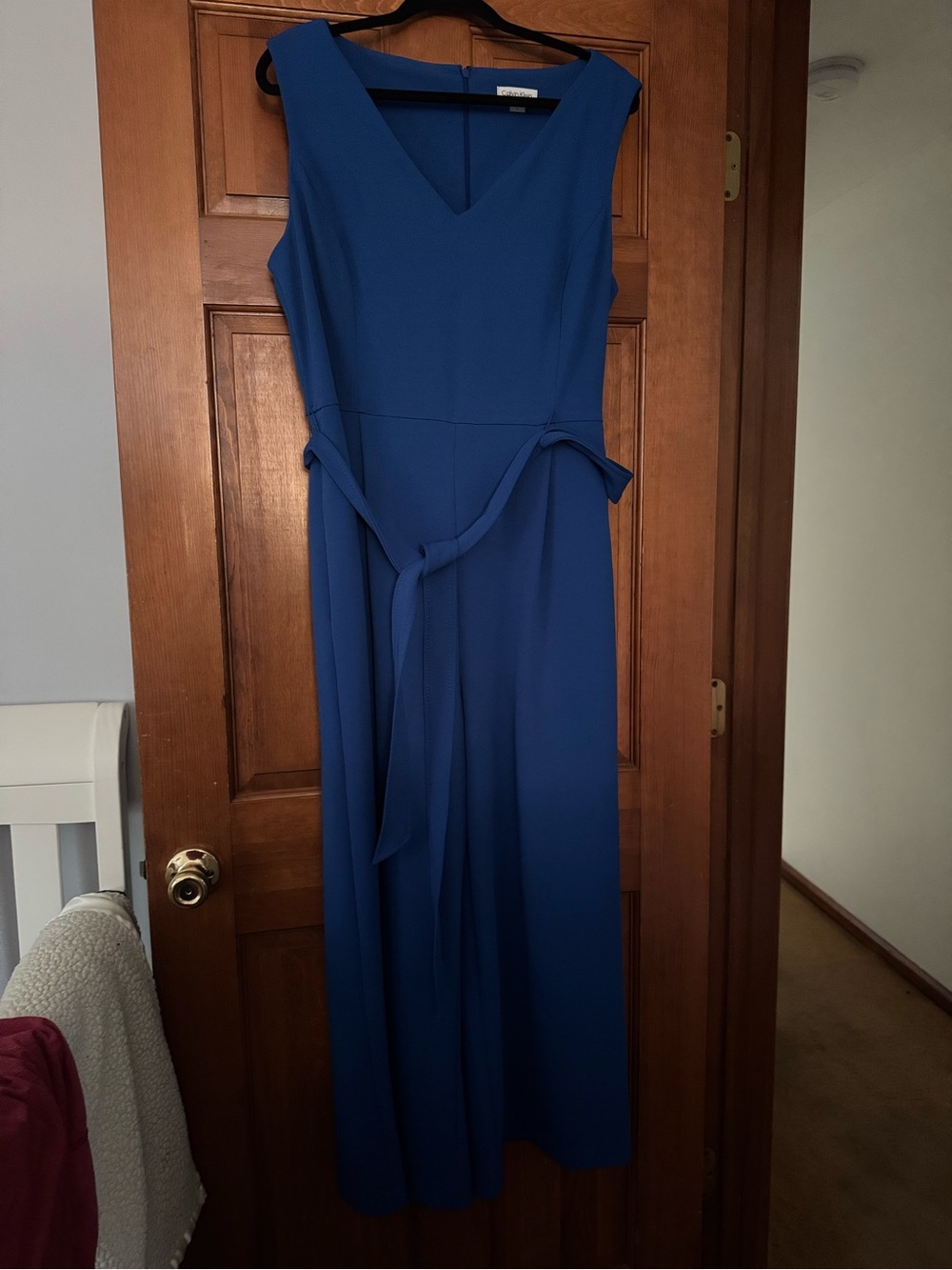 Calvin Klein Royal Blue Sleeveless V-Neck jumper/romper with Tie Waist
